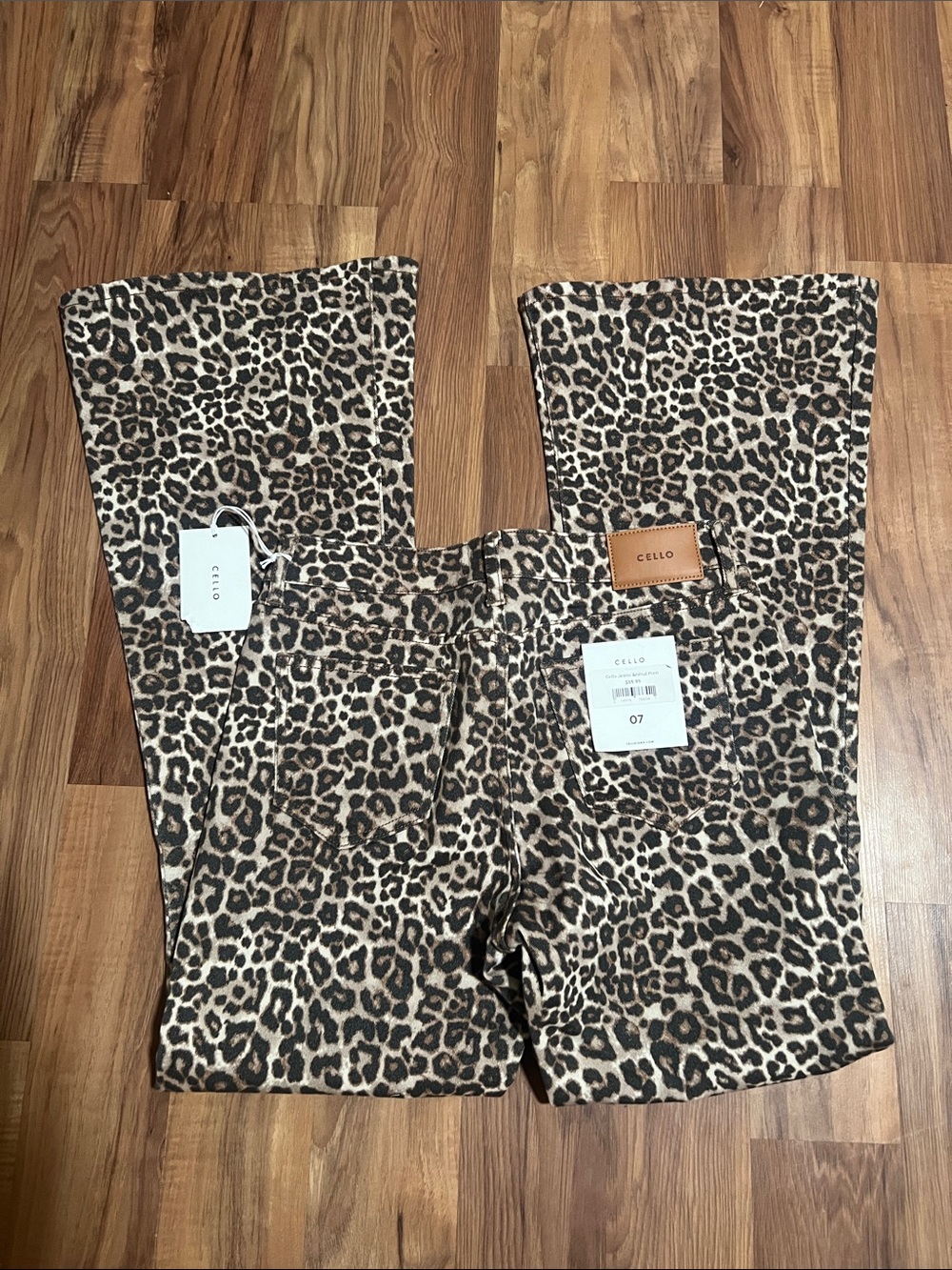 Cello Women’s Leopard Print Flare Pants - tan and black